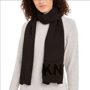 DKNY Logo Velvet Flocked Flat Knit Scarf /Options